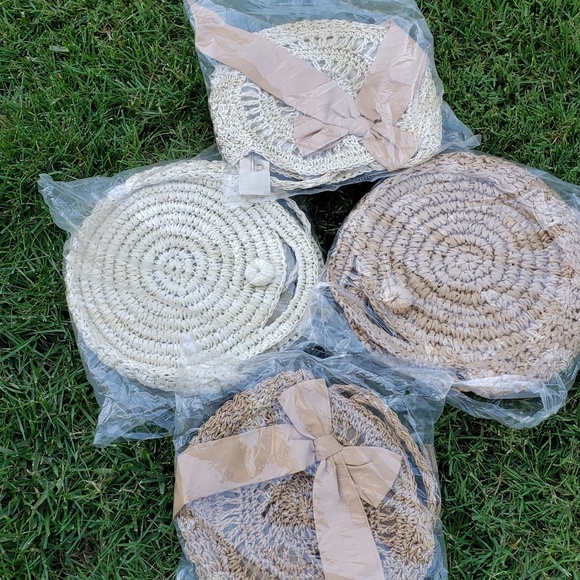 🆕Cute Circle Straw Bags with cute Bow Beige Brown - Picture 12 of 16